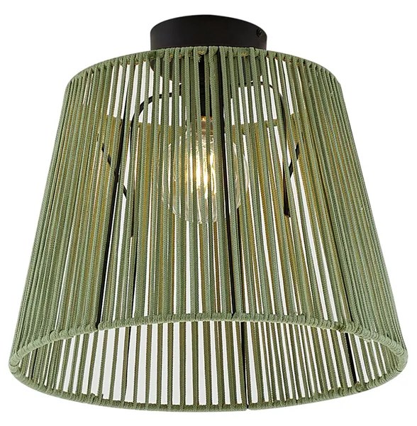 Buiten plafondlamp met groen touw IP54 - JaylaJapandi E27 IP54 Buitenverlichting rond