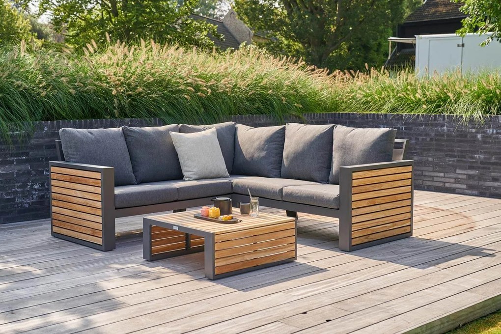 Hoek loungeset 5 personen Aluminium/teak Grijs  Lifestyle Garden Furniture Verona