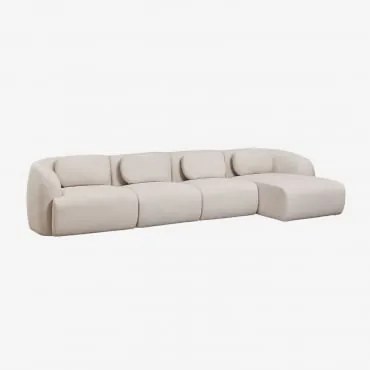 4-delige Modulaire Rechter Chaise Longue Bank In Chenille Coquette Chenille Crèmebeige - Sklum