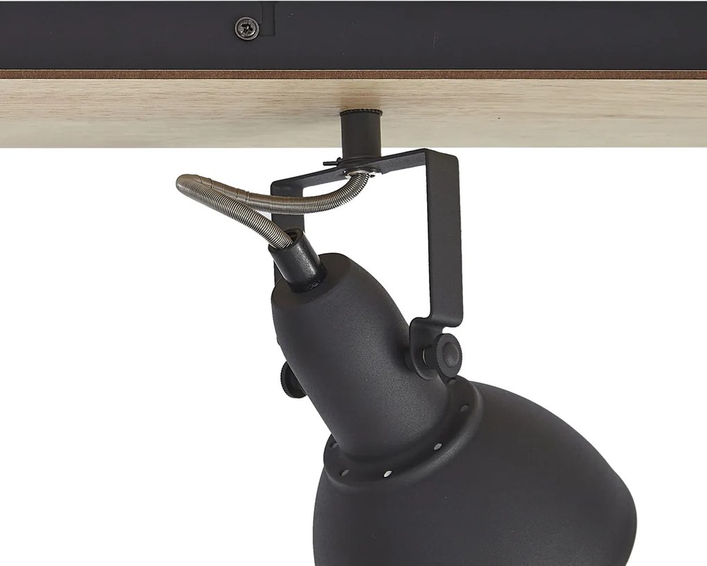 Plafondspot zwart met hout 4-lichts draai- en kantelbaar - Jakub