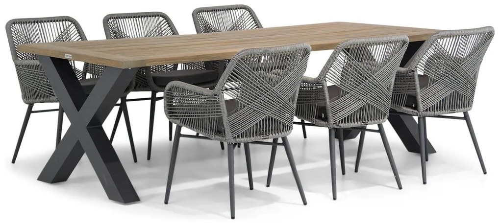 Tuinset 6 personen 240 cm Rope Grijs Lifestyle Garden Furniture Advance/Cardiff