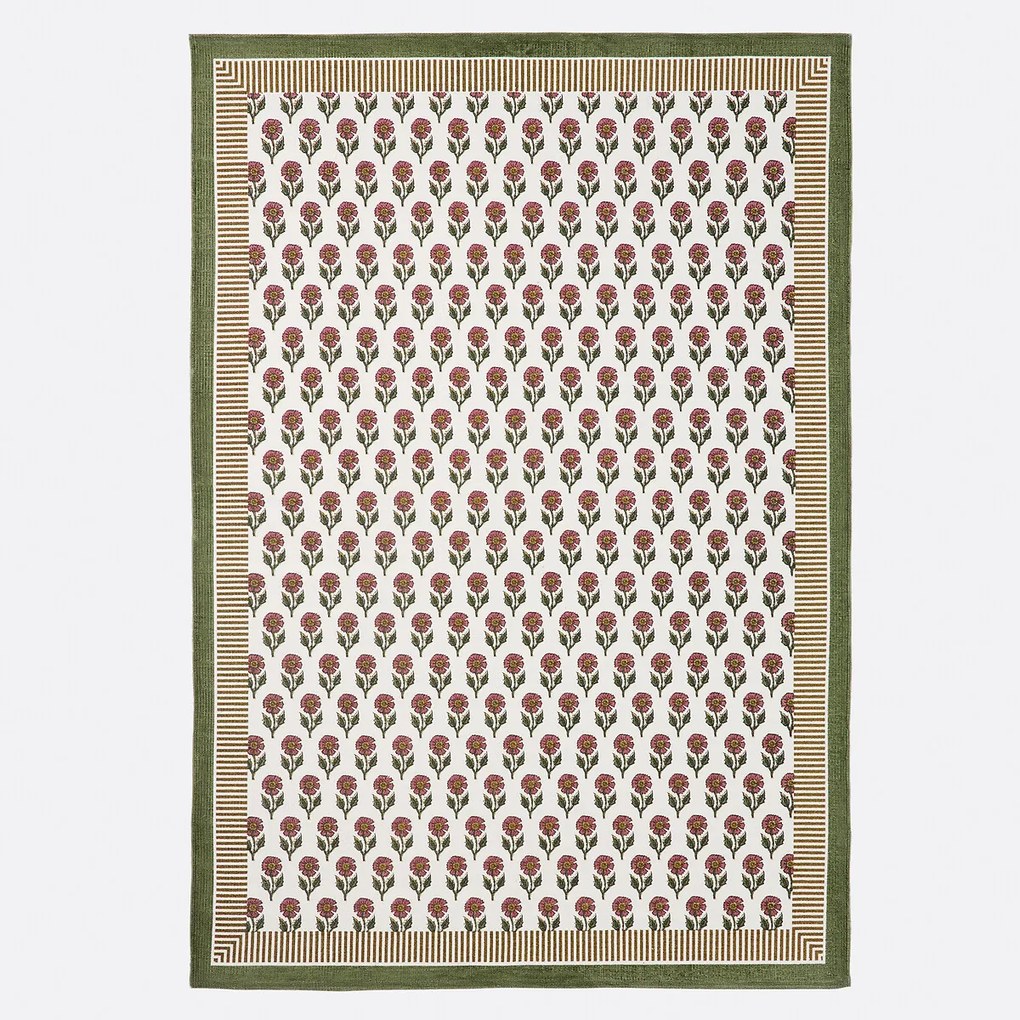 Blokprint vloerkleed van 100% katoen, PRINTA