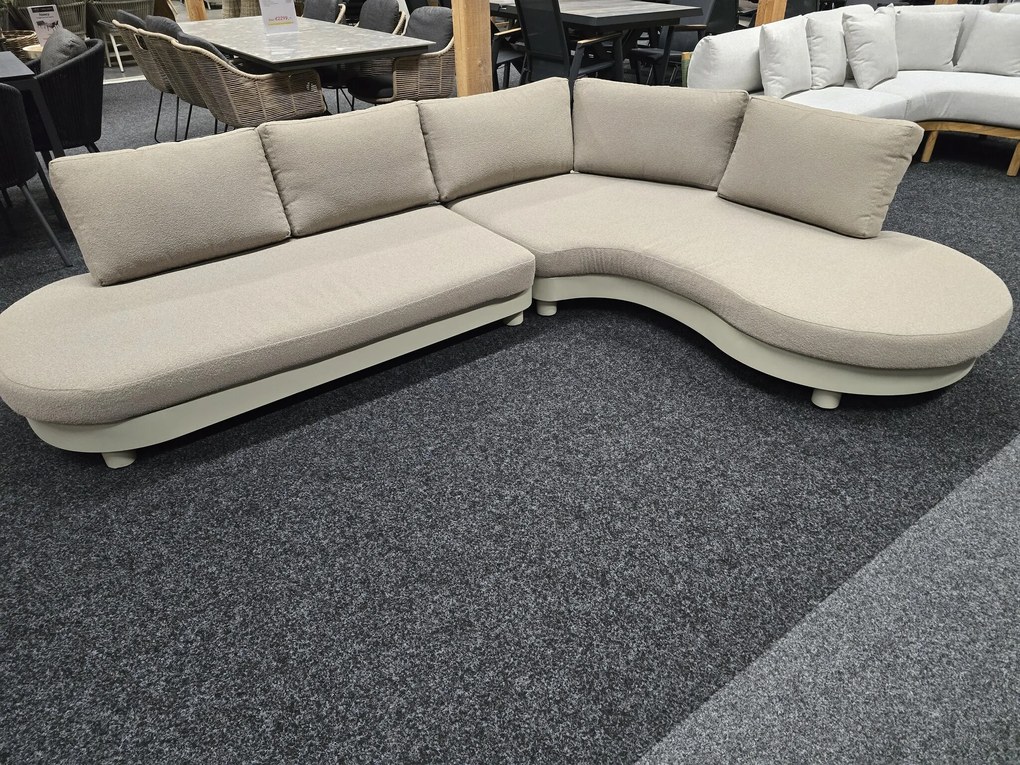 Showroommodel Costa Azzura organische hoek loungeset 2  delig aluminium latte zand
