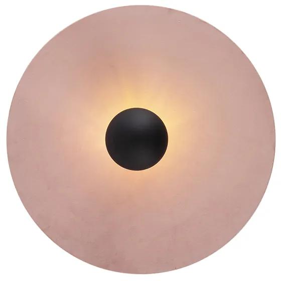 Stoffen Plafondlamp zwart platte kap roze 45 cm - Combi Modern E27 rond Binnenverlichting Lamp