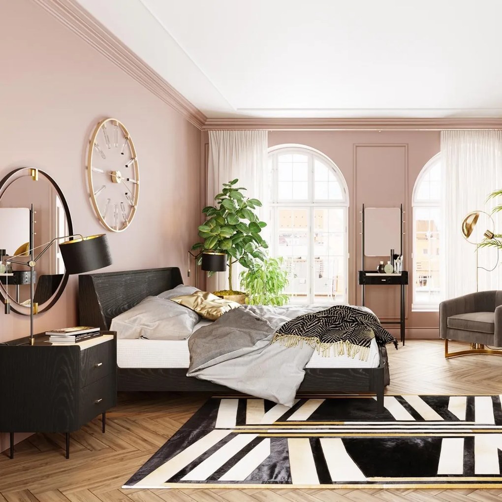 Ronde Spiegel Zwart Goud 90 Cm - 90x90cm