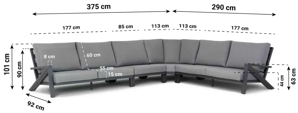 Dining Loungeset 7 personen Aluminium Grijs Santika Furniture Santika Cinta