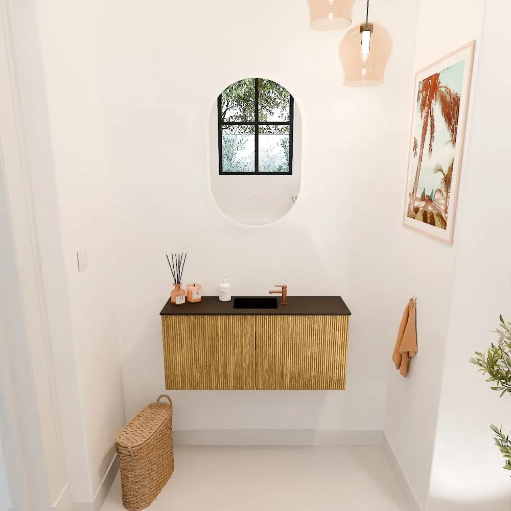 Mondiaz Joya 90cm toiletmeubel oak met wastafel faye midden 1 kraangat urban