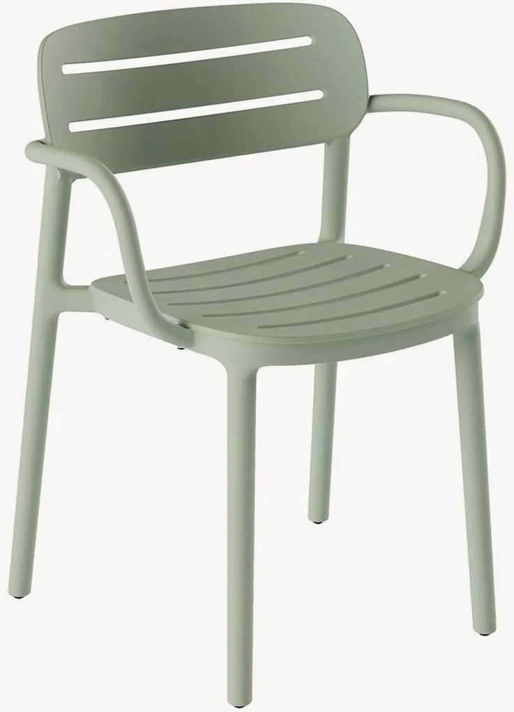 Set van 4 stapelbare tuin stoelen met armleuningen Croisette