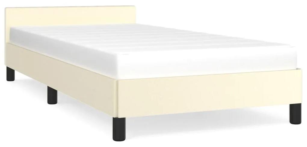 vidaXL Bedframe met hoofdbord kunstleer crèmekleurig 90x190 cm