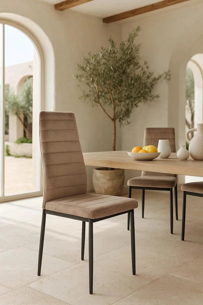 Set 4 Lauter Fluwelen Stoelen