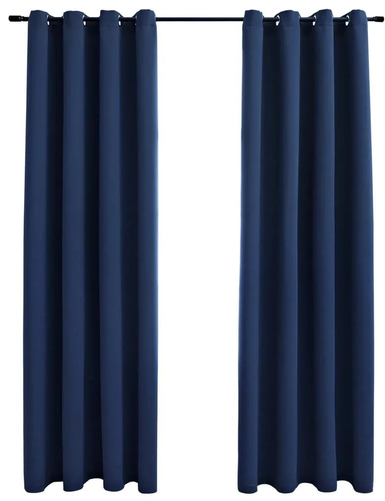 vidaXL Gordijn verduisterend met metalen ringen 2 st 140x245 cm blauw
