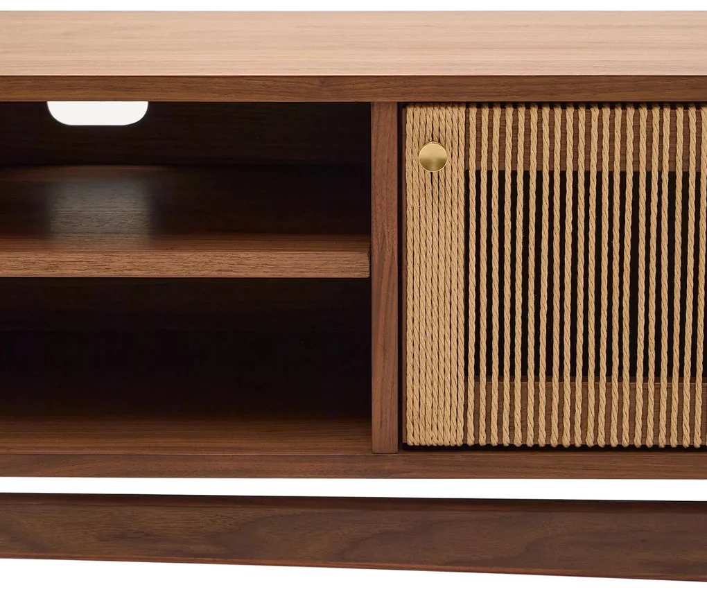 Kave Home Elan Retro Tv-meubel Walnoot Met Touw - 200x40x50cm.