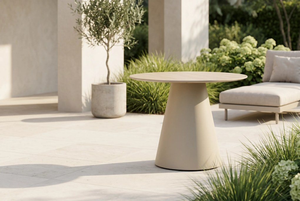 Dining Tuintafel rond 100 cm Zand/Beige Santika Serino