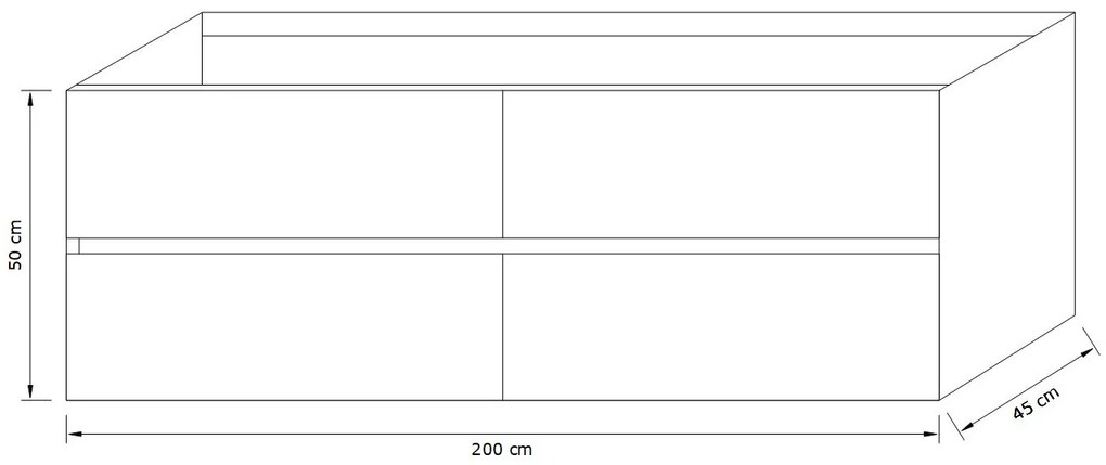 Zaro Sevilla Solid Surface badmeubel 200cm mat antraciet zonder kraangat dubbele spoelbak met 4 lades