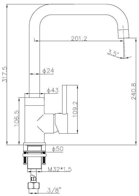 Best Design Moya keukenkraan Gunmetal verouderd ijzer