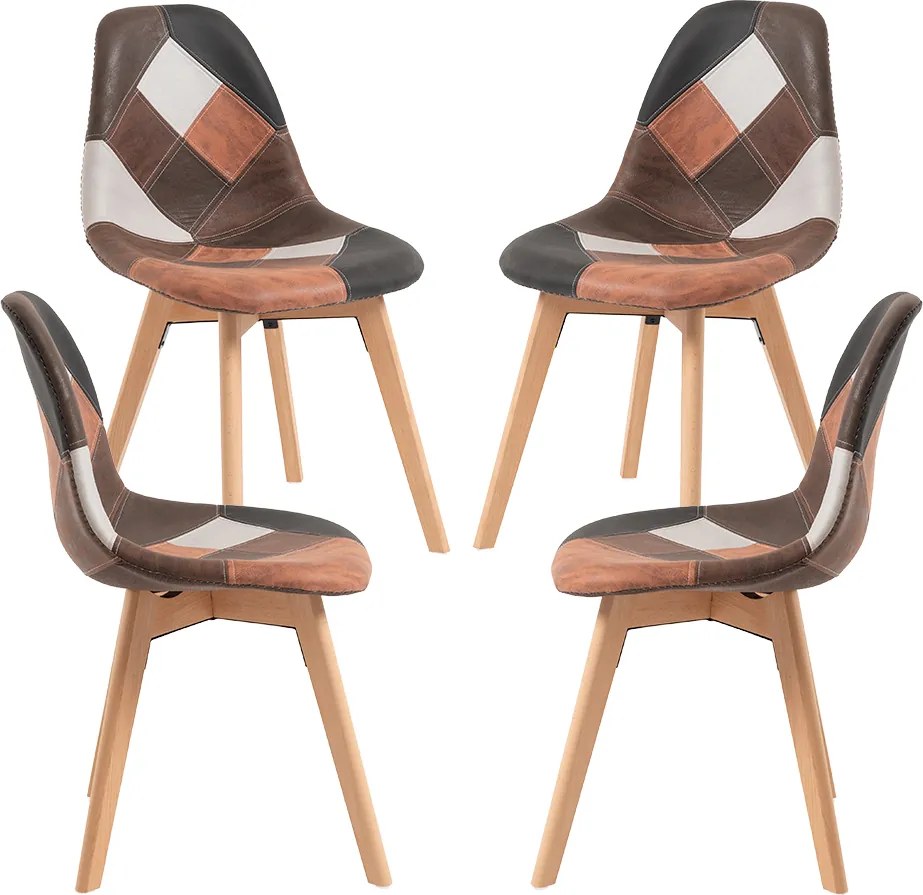 Set van 4 Kelen Patchwork Kunstlederen Stoelen