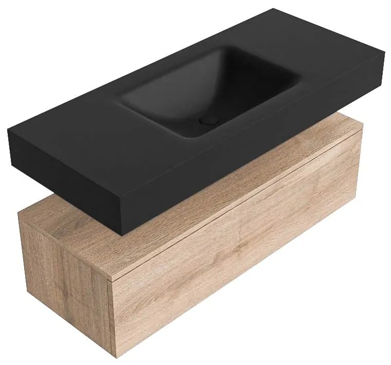 Zaro Alan badmeubel 110cm washed oak 1 lade met vrijhangende wastafel cloud midden 1 kraangat urban