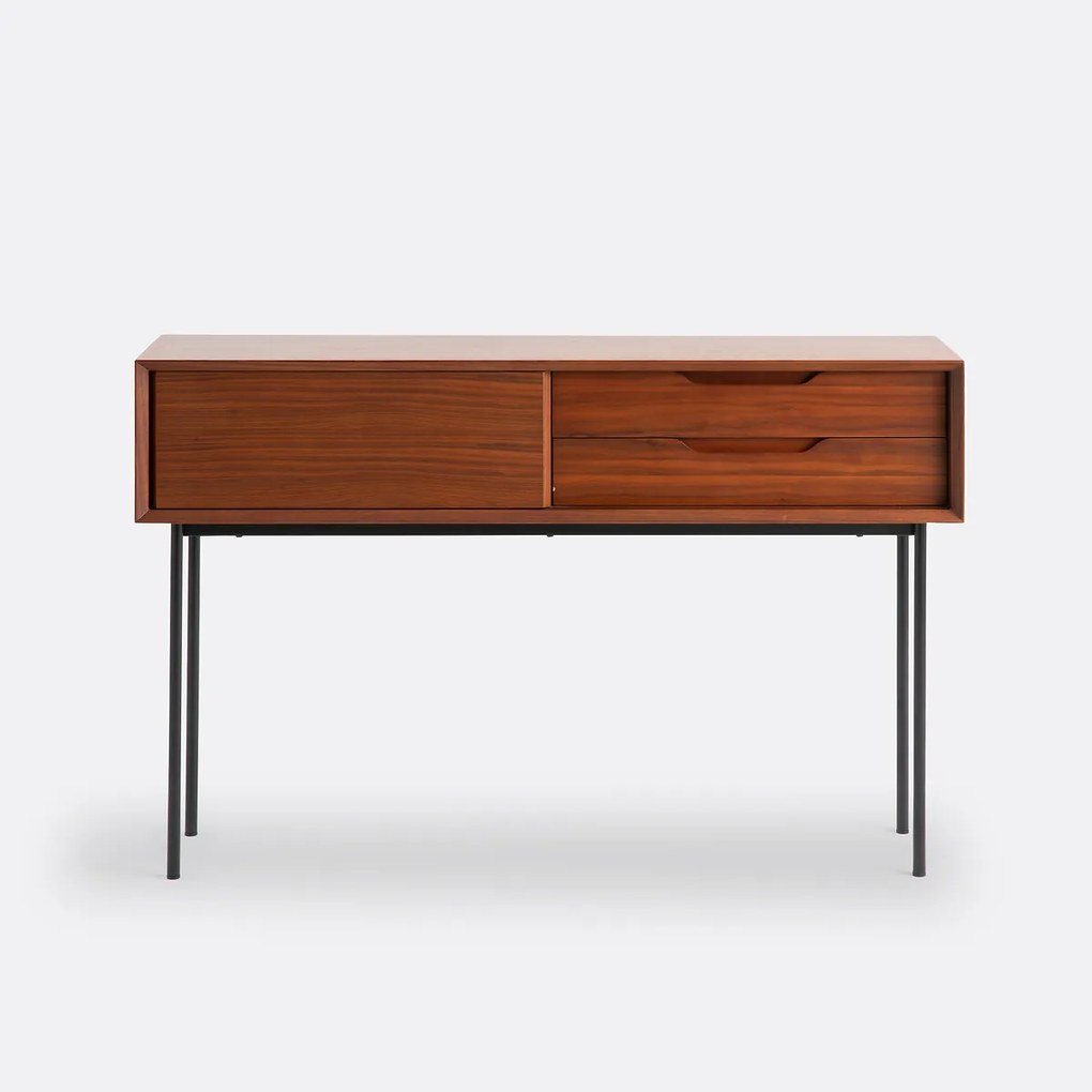 Wandtafel met 1 deur, 2 lades, notenhoutfineer, NOYETO