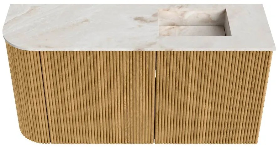 Mondiaz Joya DLux 80cm toiletmeubel ronding links oak met wastafel faye rechts zonder kraangat frappe