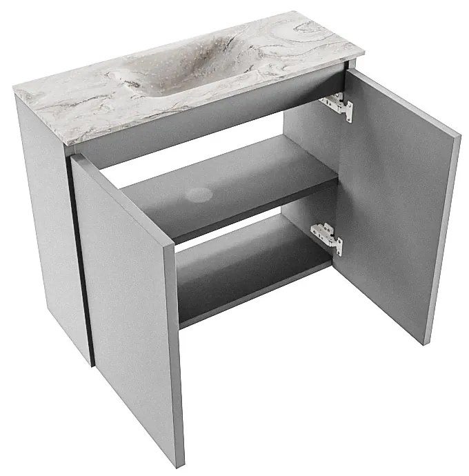 Mondiaz Ture DLux toiletmeubel 60cm plata met wastafel glace midden met kraangat