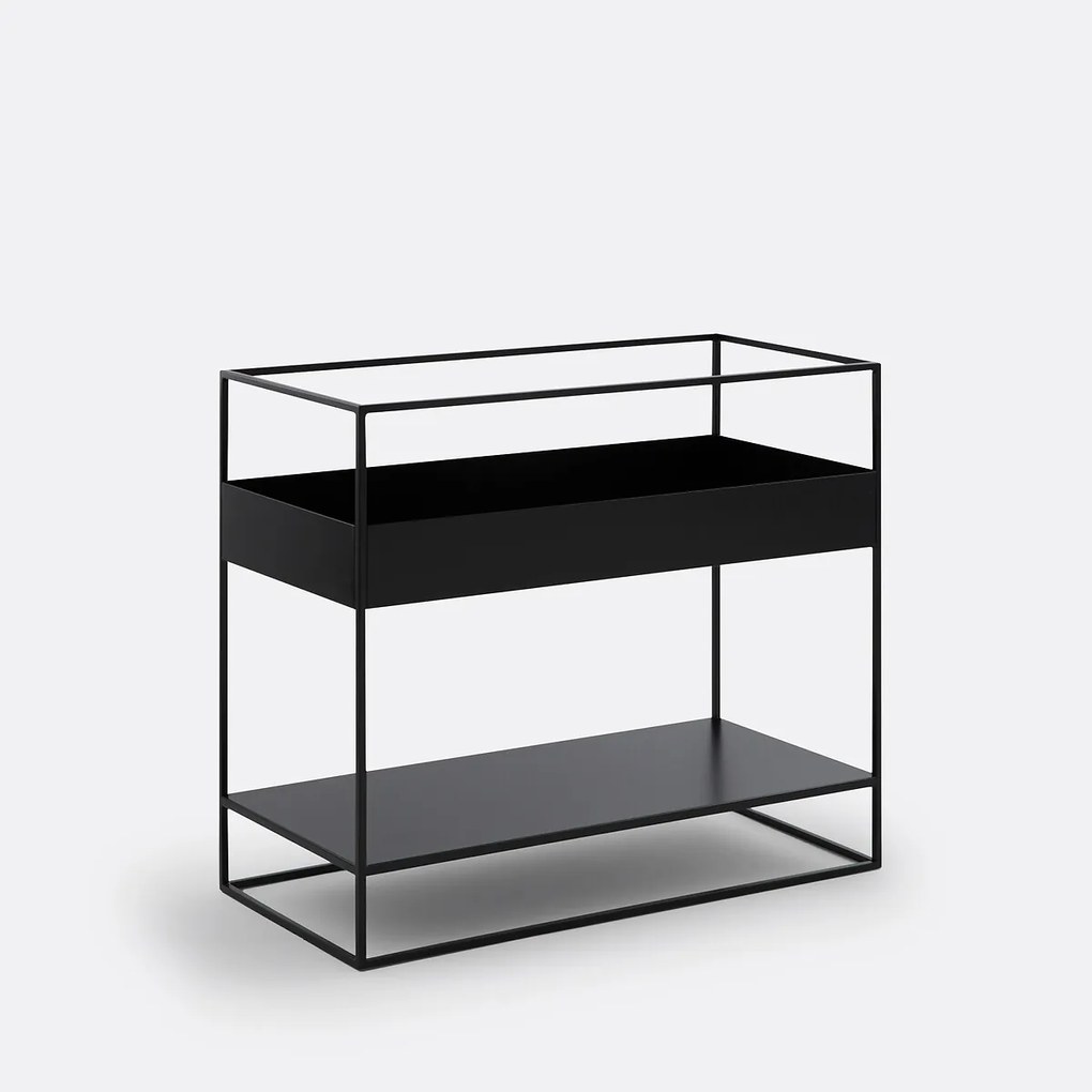 Opbergrek voor achter de bank met stalen lade, Miva