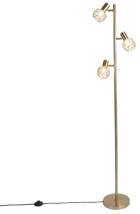 Design vloerlamp goud 3-lichts verstelbaar - Mesh
