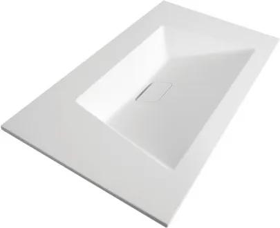 Saniclass Alento meubelwastafel 80.5x1.5x46cm zonder overloop 1 wasbak 0 kraangaten Solid Surface wit mat 2478