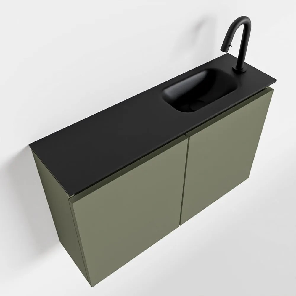 Mondiaz Ture 80cm toiletmeubel army met wastafel urban rechts 1 kraangat