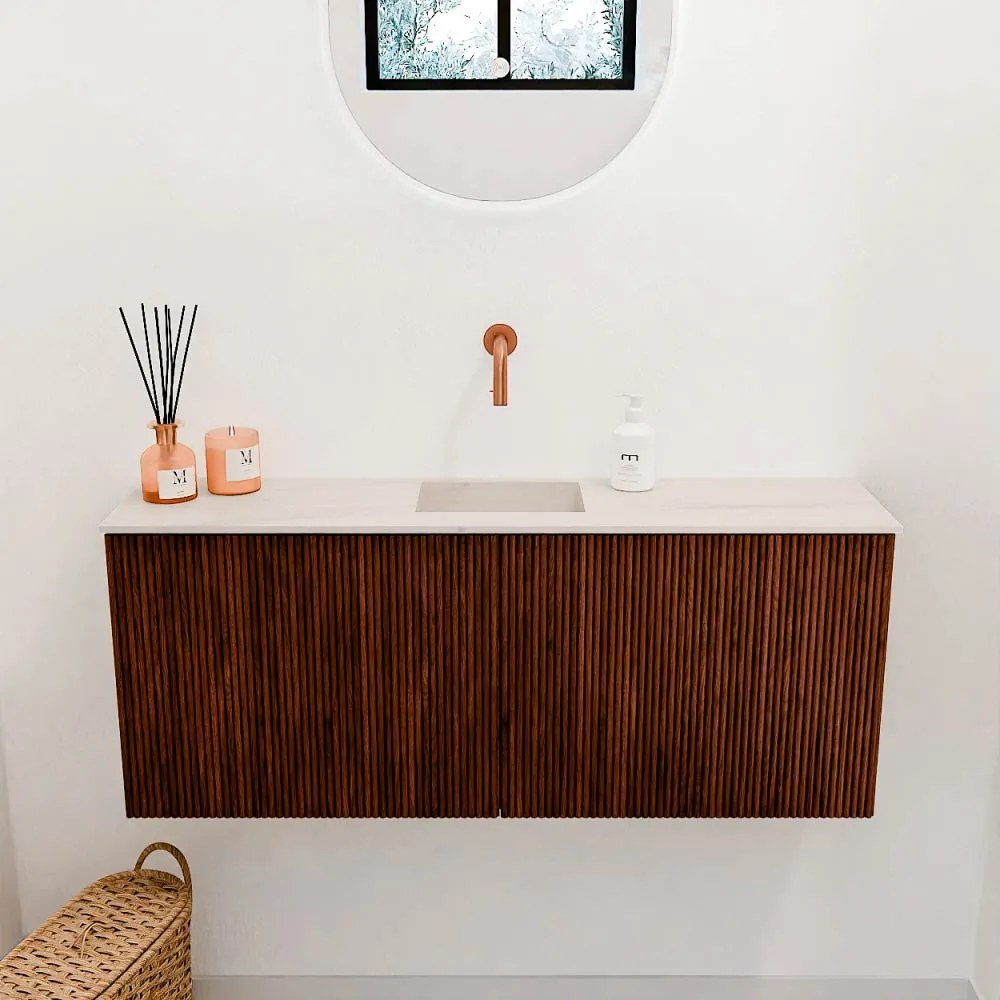 Mondiaz Joya DLux 100cm toiletmeubel ruby met wastafel faye midden zonder kraangat meli