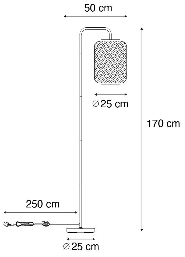 Smart vloerlamp bamboe incl. Wifi ST64 - Yvonne