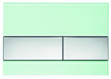 Tece TeceSquare bedieningsplaat 2 toetsen glas groen toetsen chroom glanzend 220x150x11 cm 9.240.805