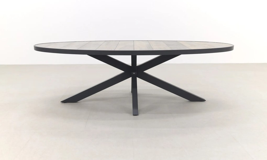 Silva tuintafel houtlook/keramiek - Ovaal - 240x115 cm.