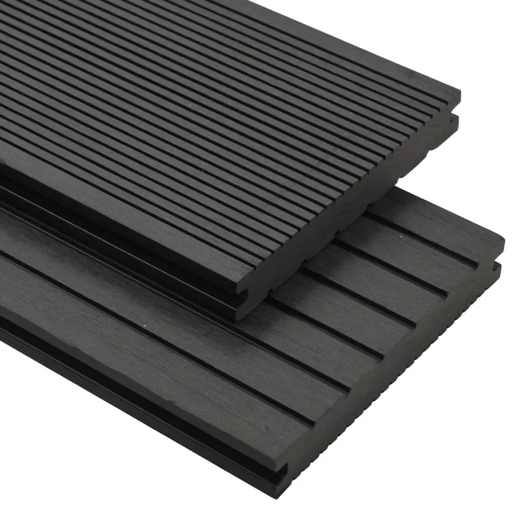 vidaXL Terrasplanken met accessoires 26 m² 2,2 m massief HKC zwart