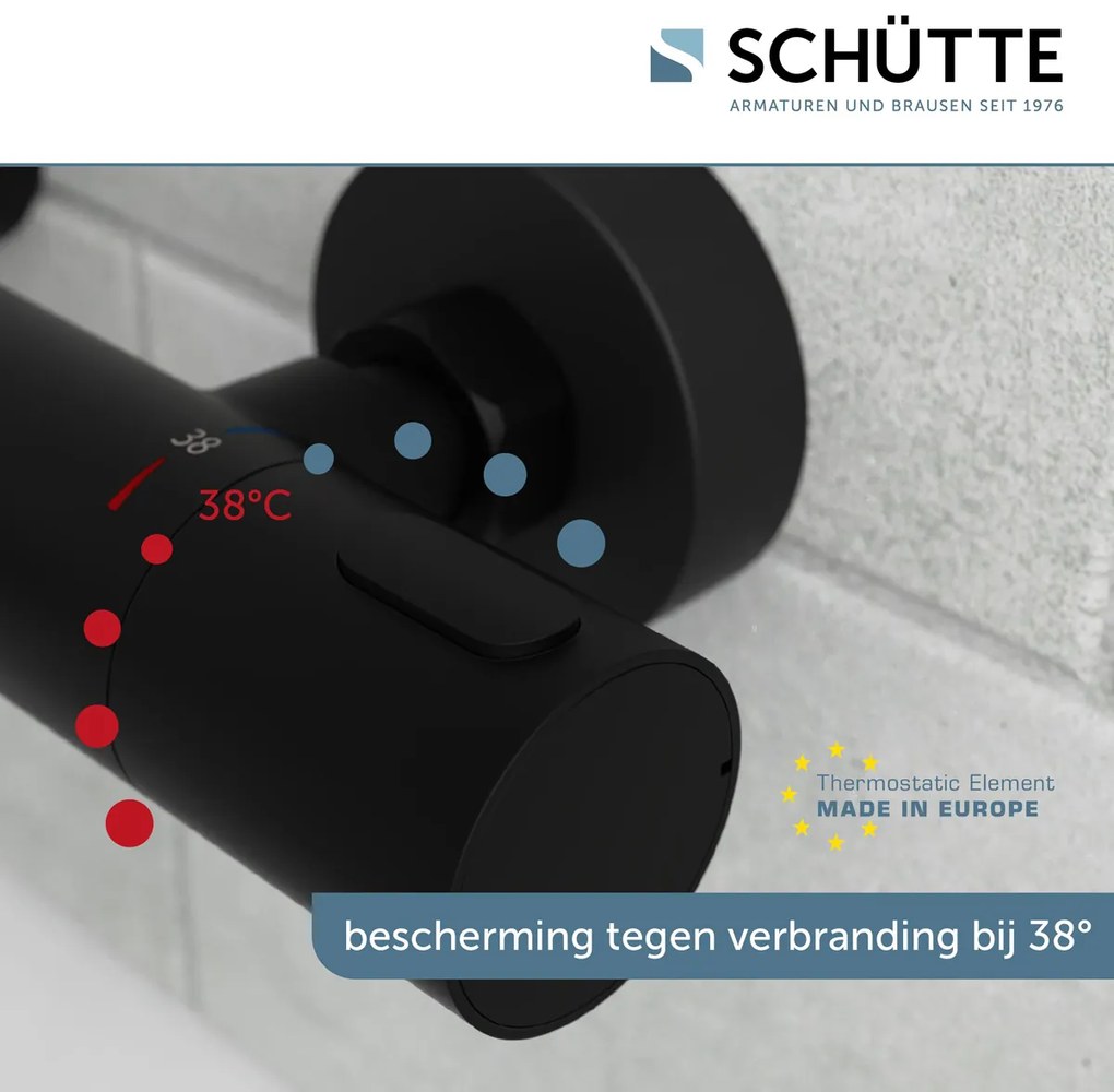 Schutte Los angeles thermostatische badkraan zwart mat