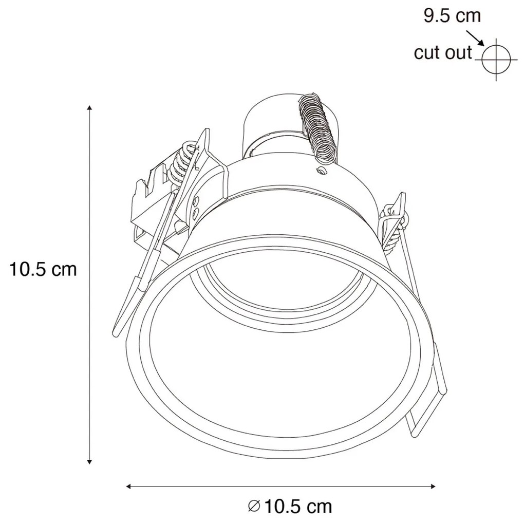 Set van 6 moderne inbouwspots zwart met goud GU10 70mm IP44 - Dept
