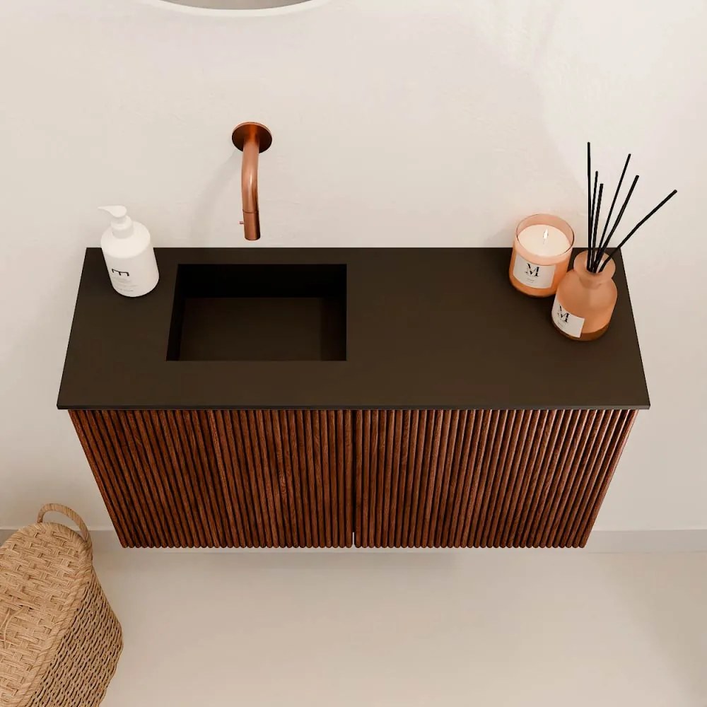 Mondiaz Joya 70cm toiletmeubel ruby met wastafel faye links zonder kraangat urban