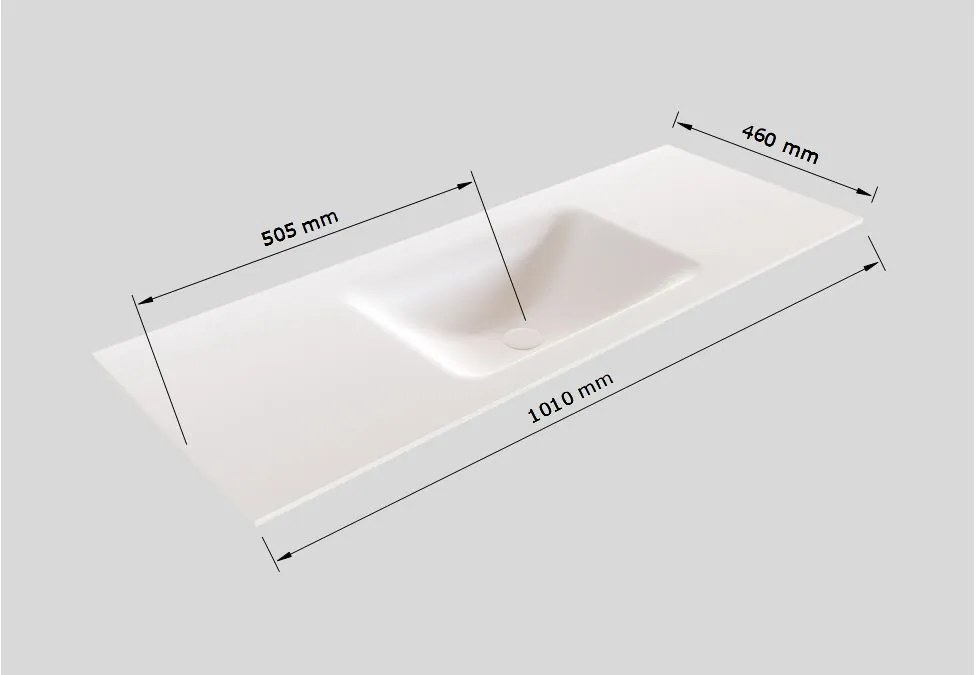 Zaro Valencia Solid Surface badmeubel 100cm licht eiken zonder kraangat spoelbak midden met 2 lades