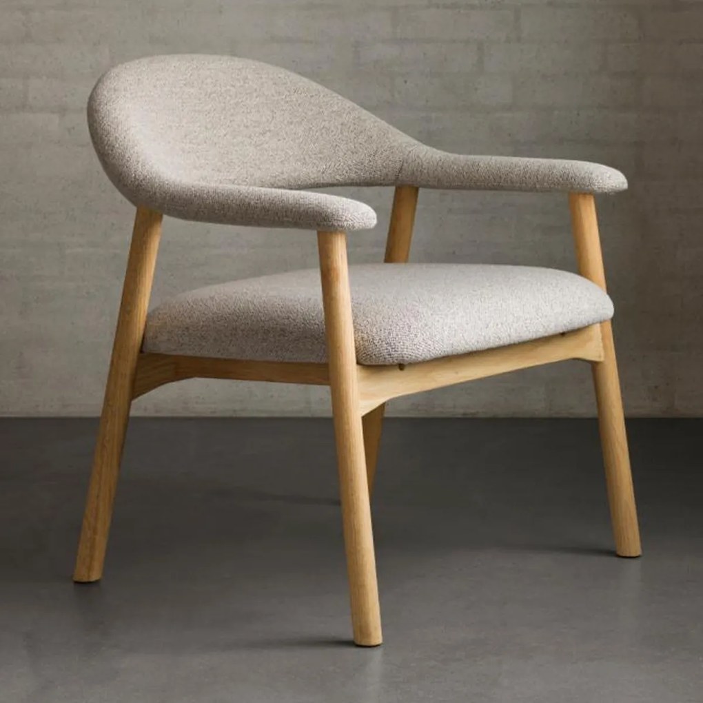 Fauteuil Eiken Met Beige Boucle