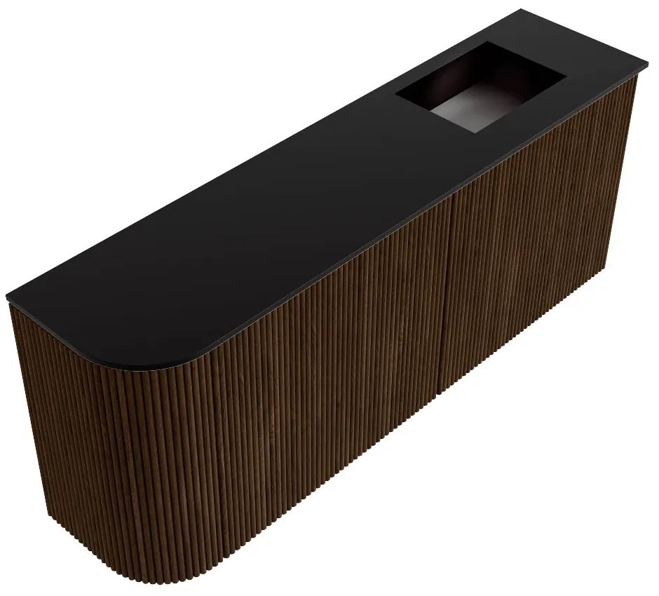 Mondiaz Joya 100cm toiletmeubel ronding links walnut met wastafel faye rechts 1 kraangat urban