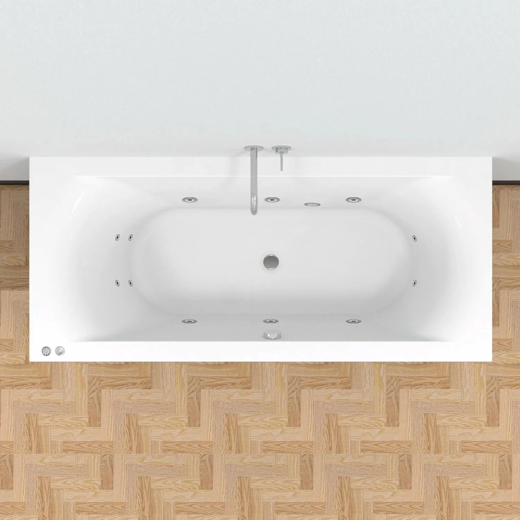 Riho Lima bubbelbad 170x75cm wit glans pneumatisch met 6 + 4 + 2 hydrojets