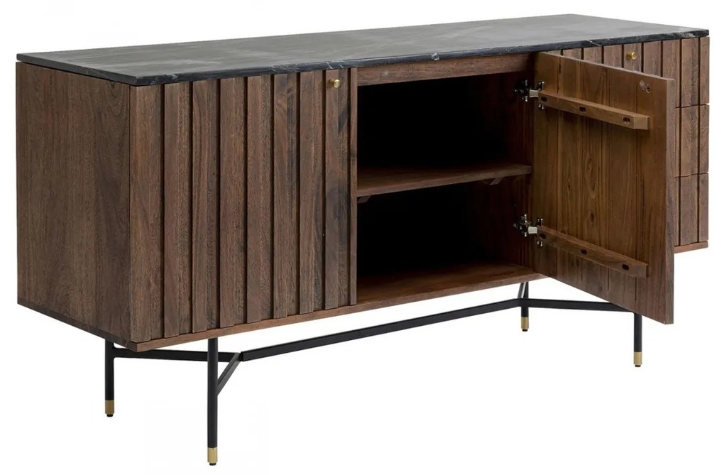 Kare Design Apiano Dressoir Van Acacia En Marmer - 150x45x76cm.