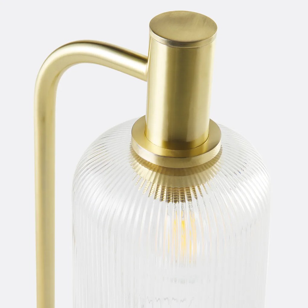 Tafellamp in messing en geribbeld glas, Bogota