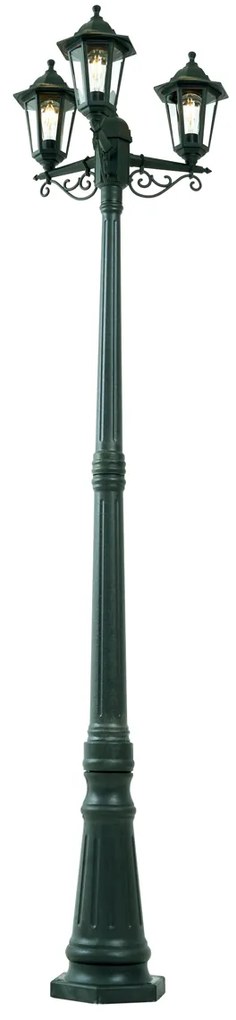 Klassieke buiten lantaarn donker groen 217cm 3-lichts IP44 - New Haven Klassiek / Antiek E27 IP44 Buitenverlichting
