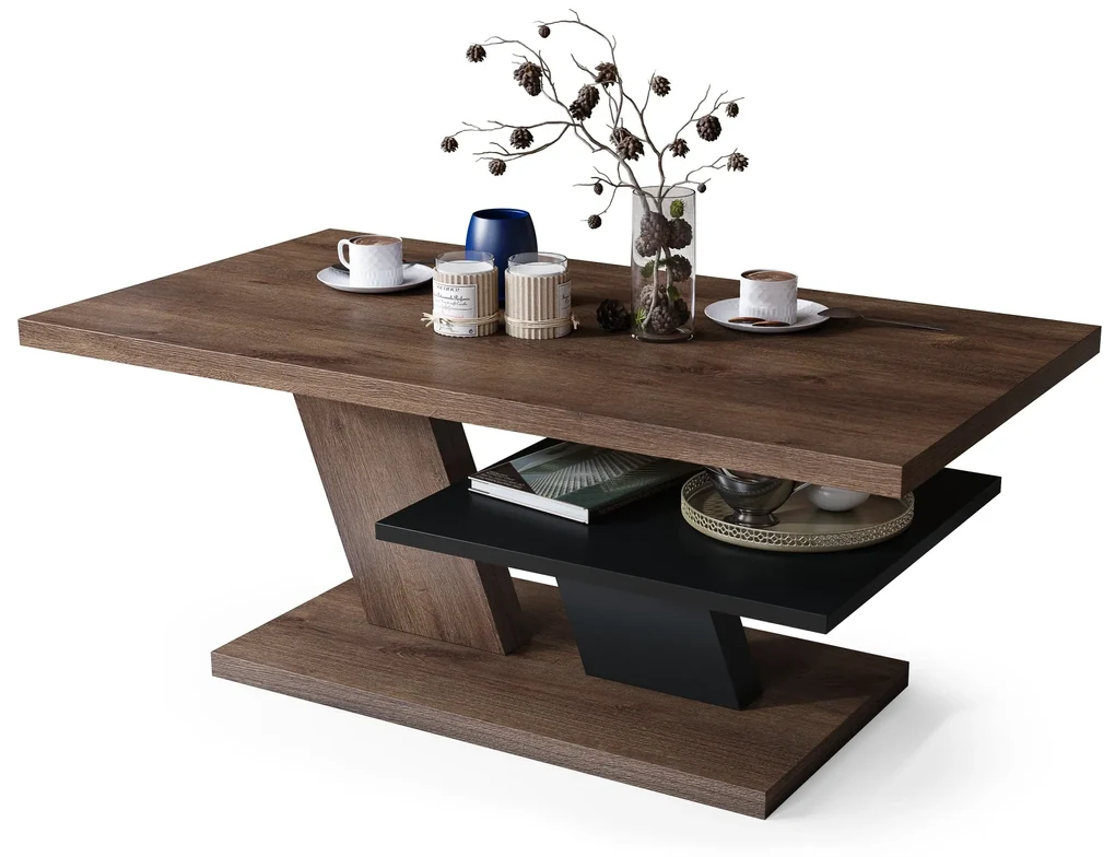 CLIFF bruin eiken / zwart, salontafel