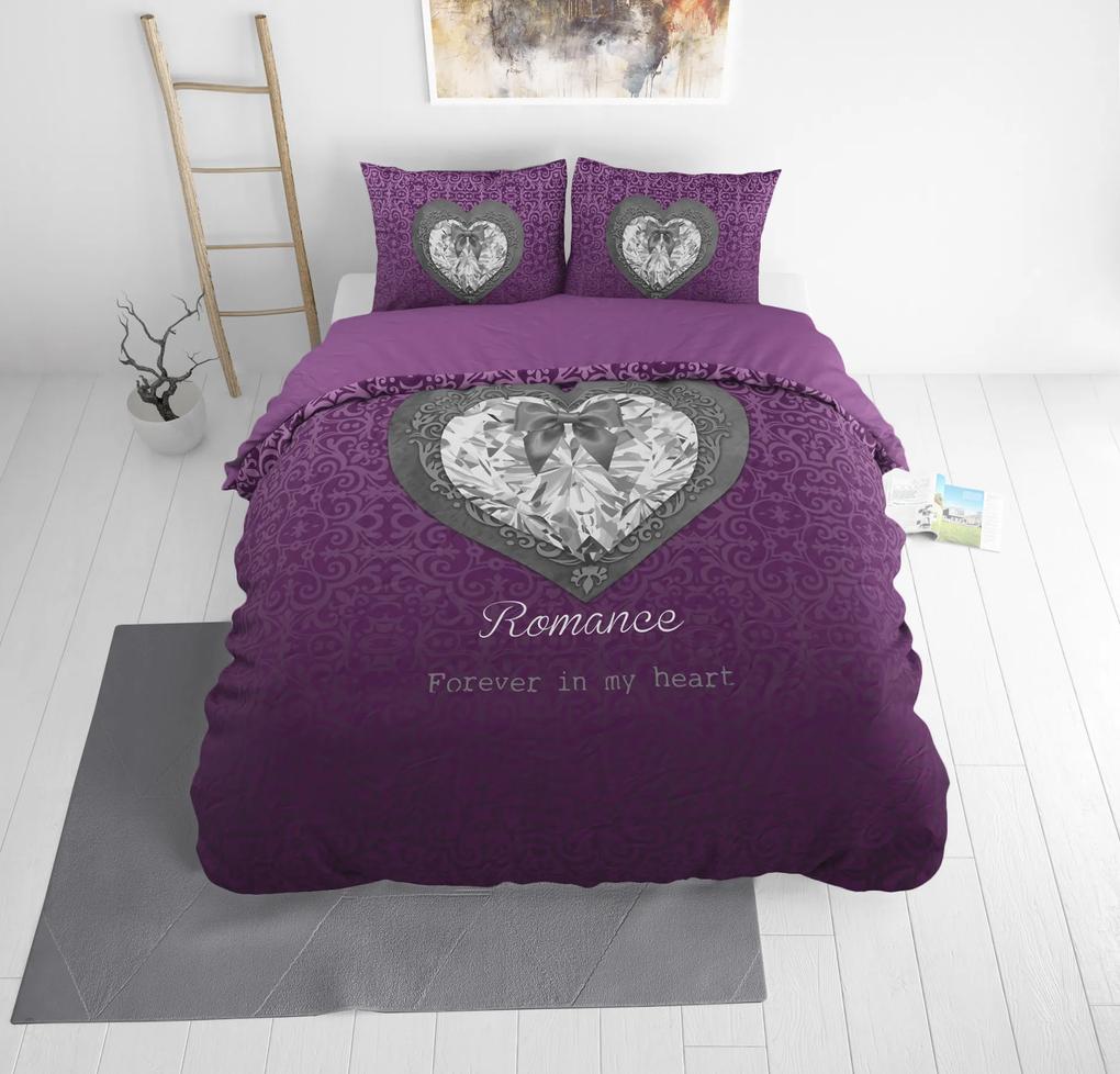 Sleeptime Elegance Romance Heart Purple 1-persoons (140 x 220 cm + 1 kussensloop) Dekbedovertrek
