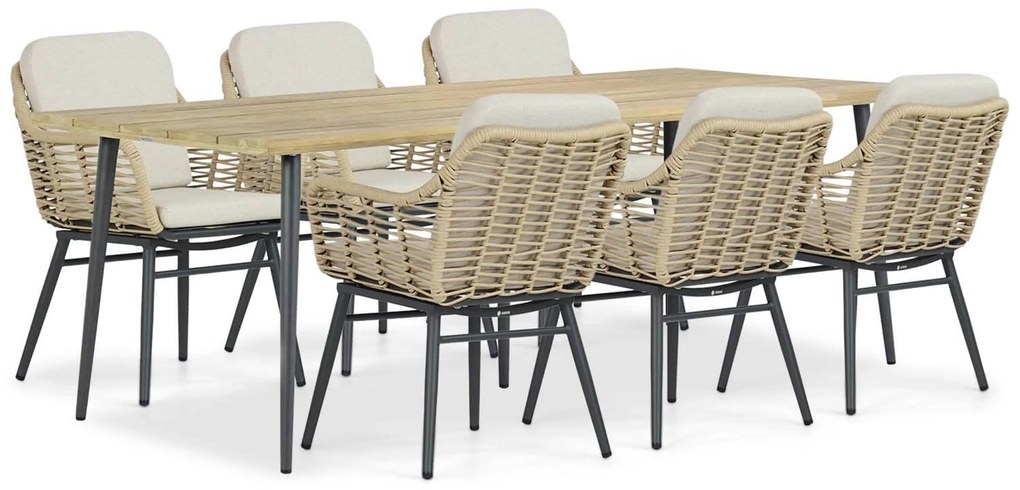 Tuinset 6 personen 240 cm Aluminium/rope Taupe Coco Antoni/Montana