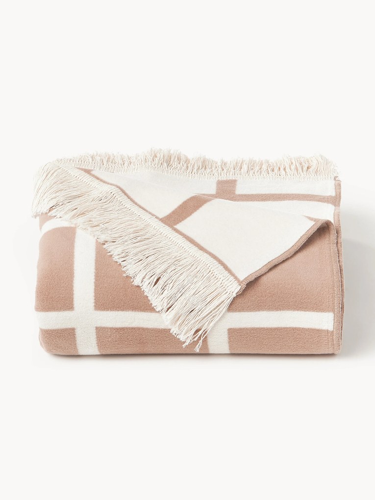 Geruite omkeerbare plaid Edison met franjes