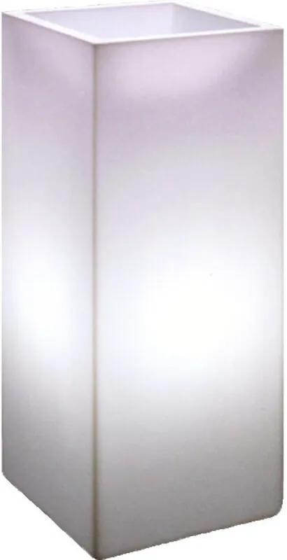 Verlichte bloempot COSMOS vierkant 85 cm hoog transparant wit lichtgewicht