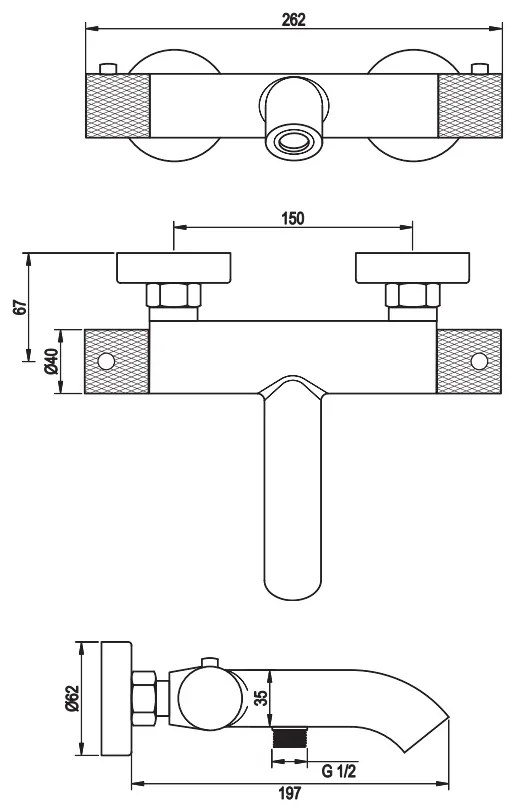 Brauer Black Carving thermostatische badkraan mat zwart