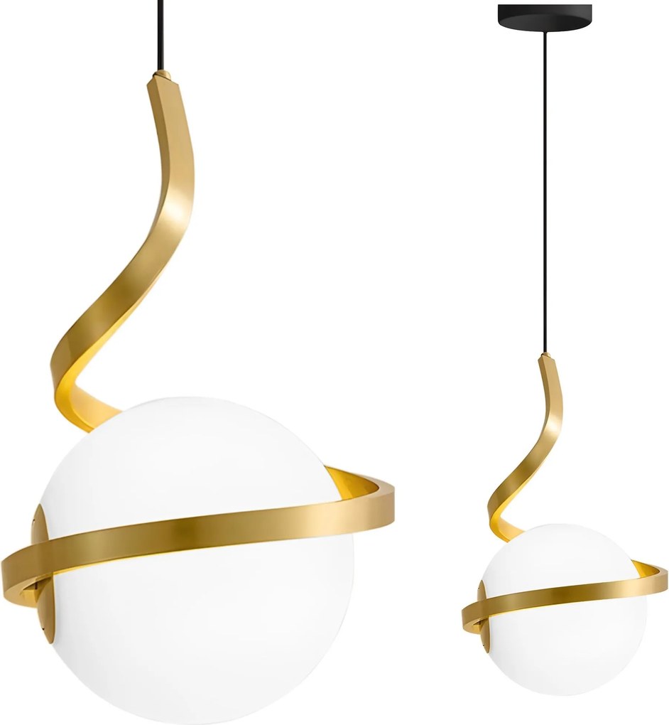 GLAZEN BOL SPIRAAL HANGLAMP APP1733-1CP GOUD